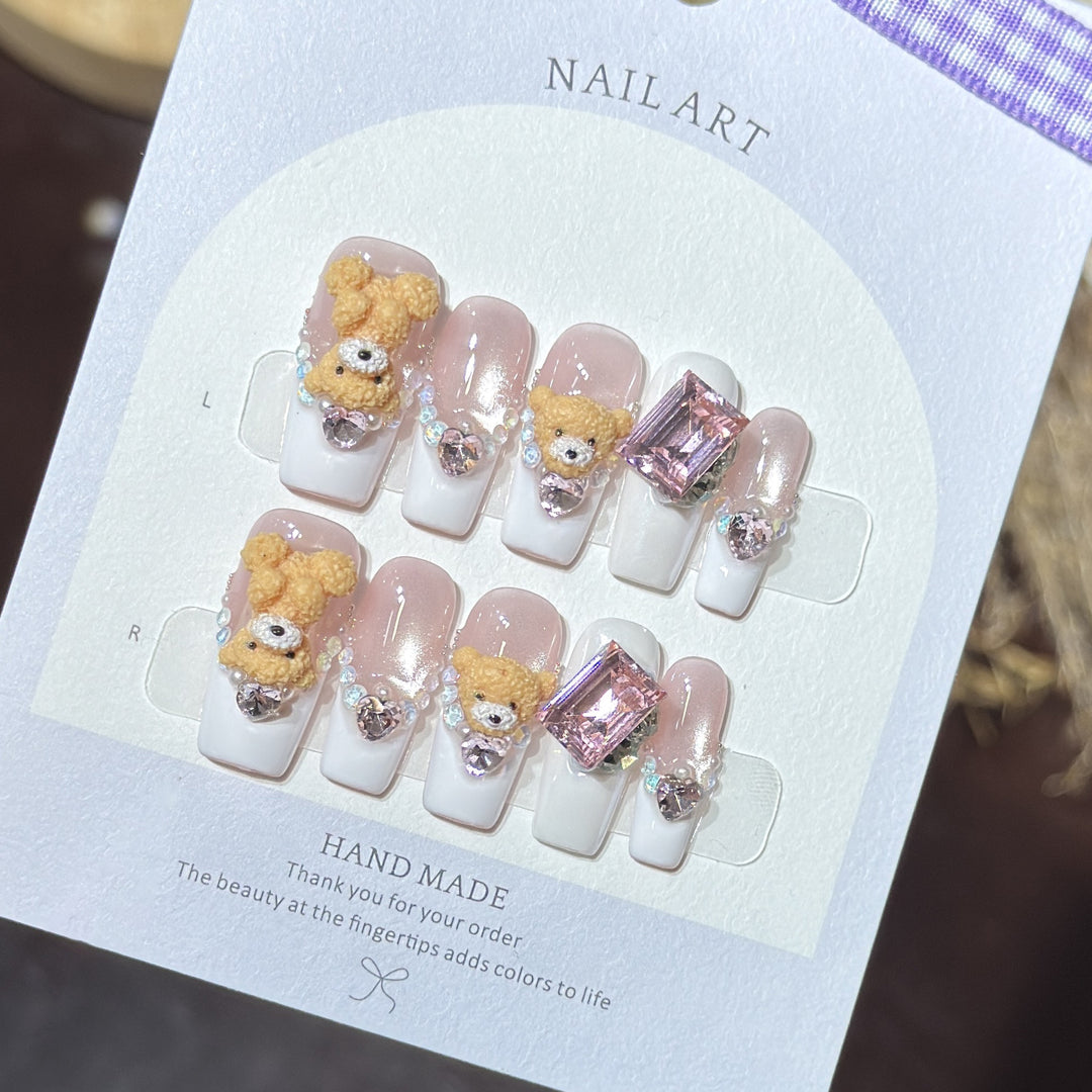 Cute Animal-Inspired Press-On Nail Art Set Stornfield