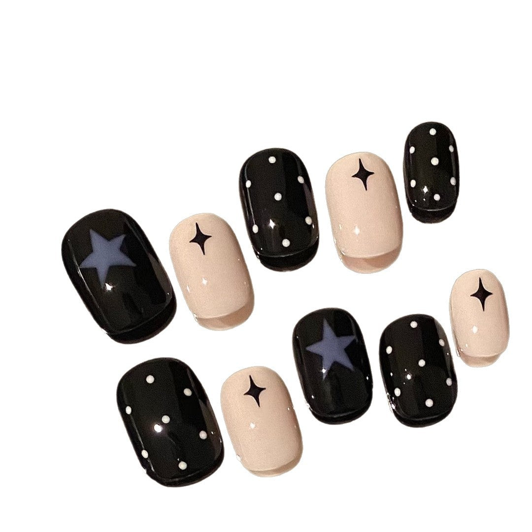Decorative Press-On Nail Art Set with Stars and Dots
