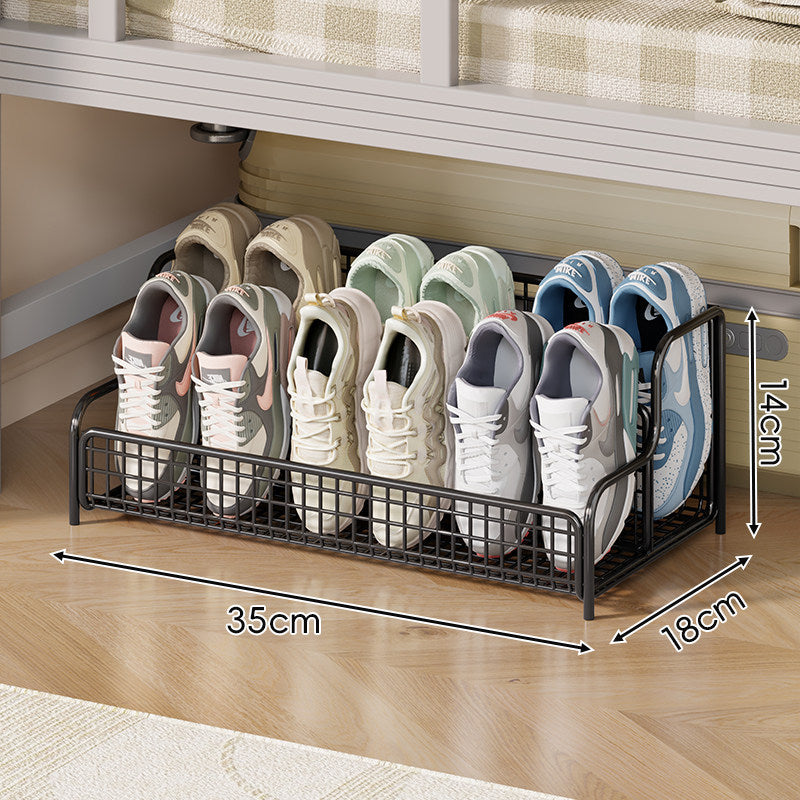 Space-Saving Under-Bed Metal Shoe Drawer Organizer with Pull-Out Wire Grid