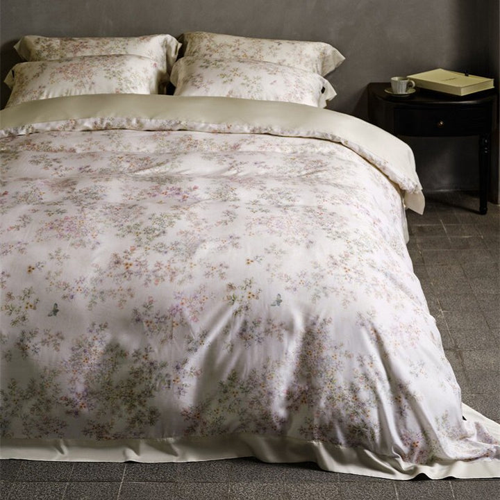 Botanical Lemon Cotton-Sateen Duvet Cover Set with Scalloped Hem