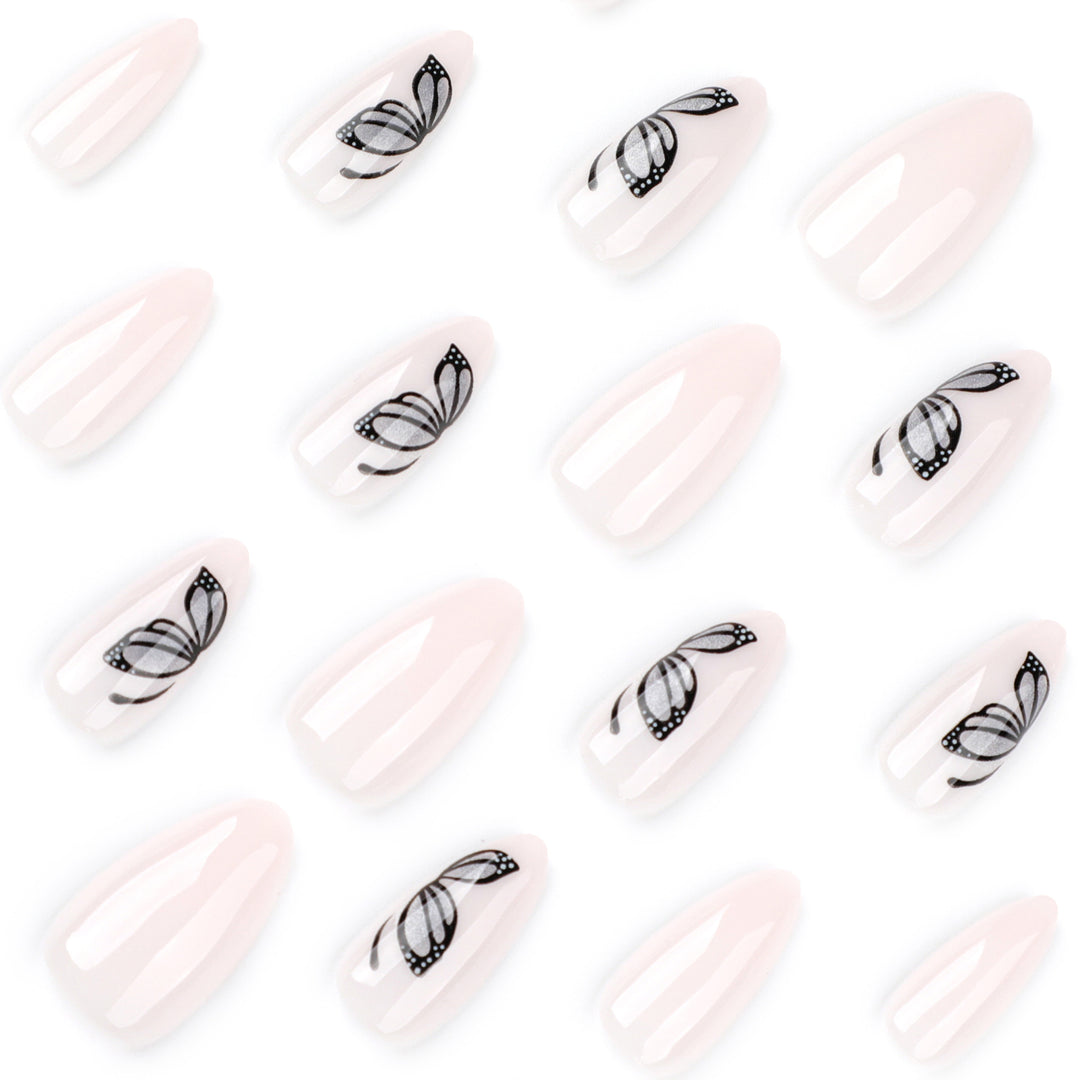 Artful nail extensions with delicate butterfly design Stornfield