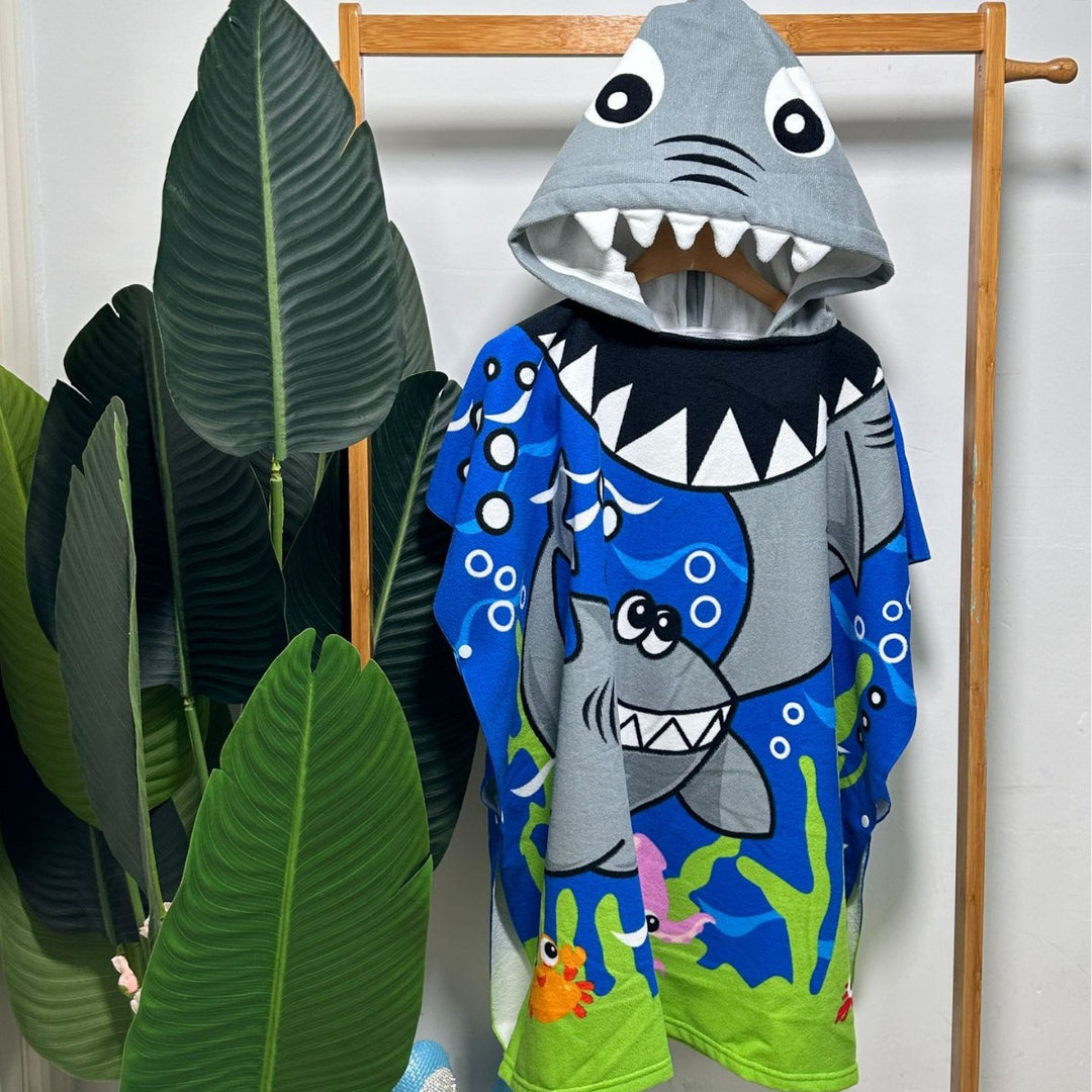 Kids' Shark-Themed Hooded Towel Poncho Stornfield