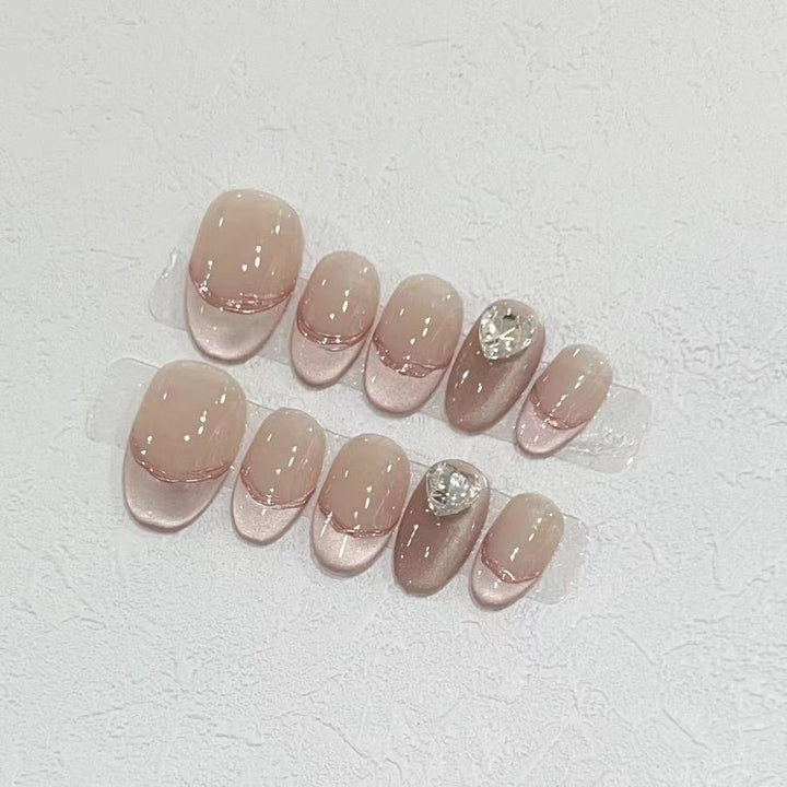 Elegant Press-On Nail Set with Jewel Accents Stornfield