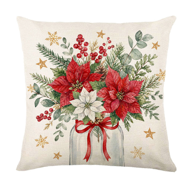 Holiday Winter Vibes Cotton-Linen Square Throw Pillow Cover with Hidden Zipper