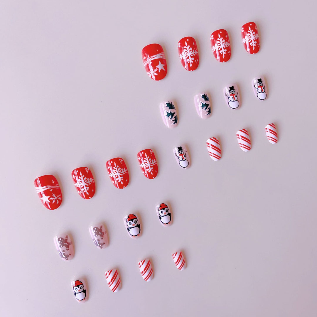 Artificial nail set with winter motifs and glamorous Christmas designs Stornfield