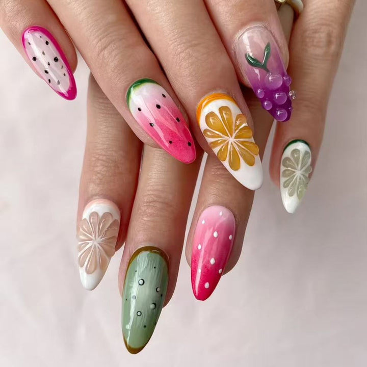 Elegant Artificial Nails with Botanical Designs Stornfield