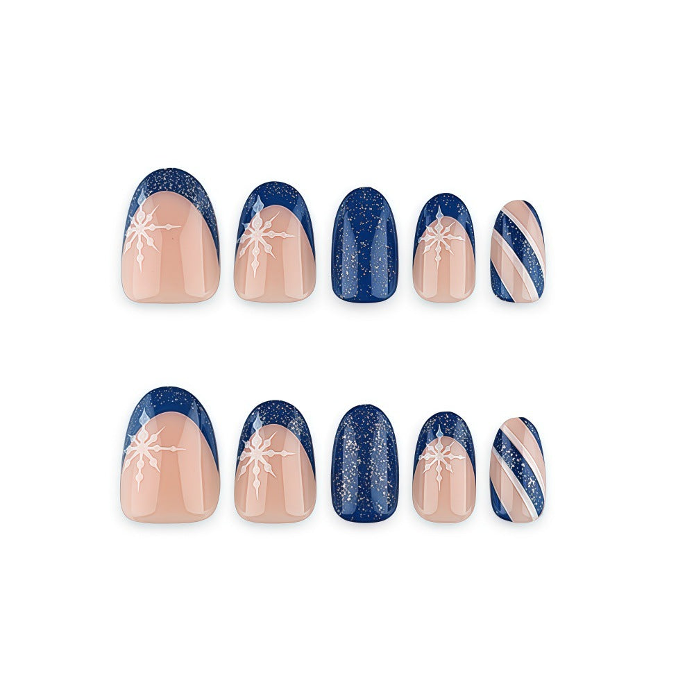 Artificial nails with sparkling blue and floral design Stornfield