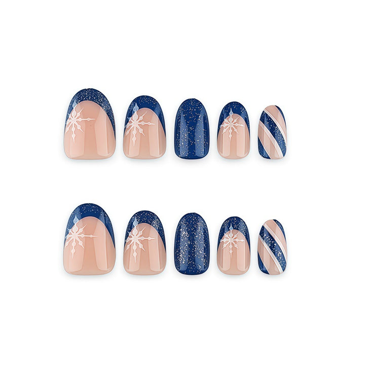 Artificial nails with sparkling blue and floral design Stornfield