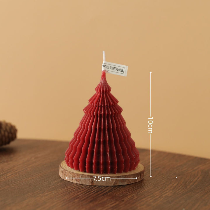 Hand-Poured Textured Pine-Tree Sculptural Tabletop Candle