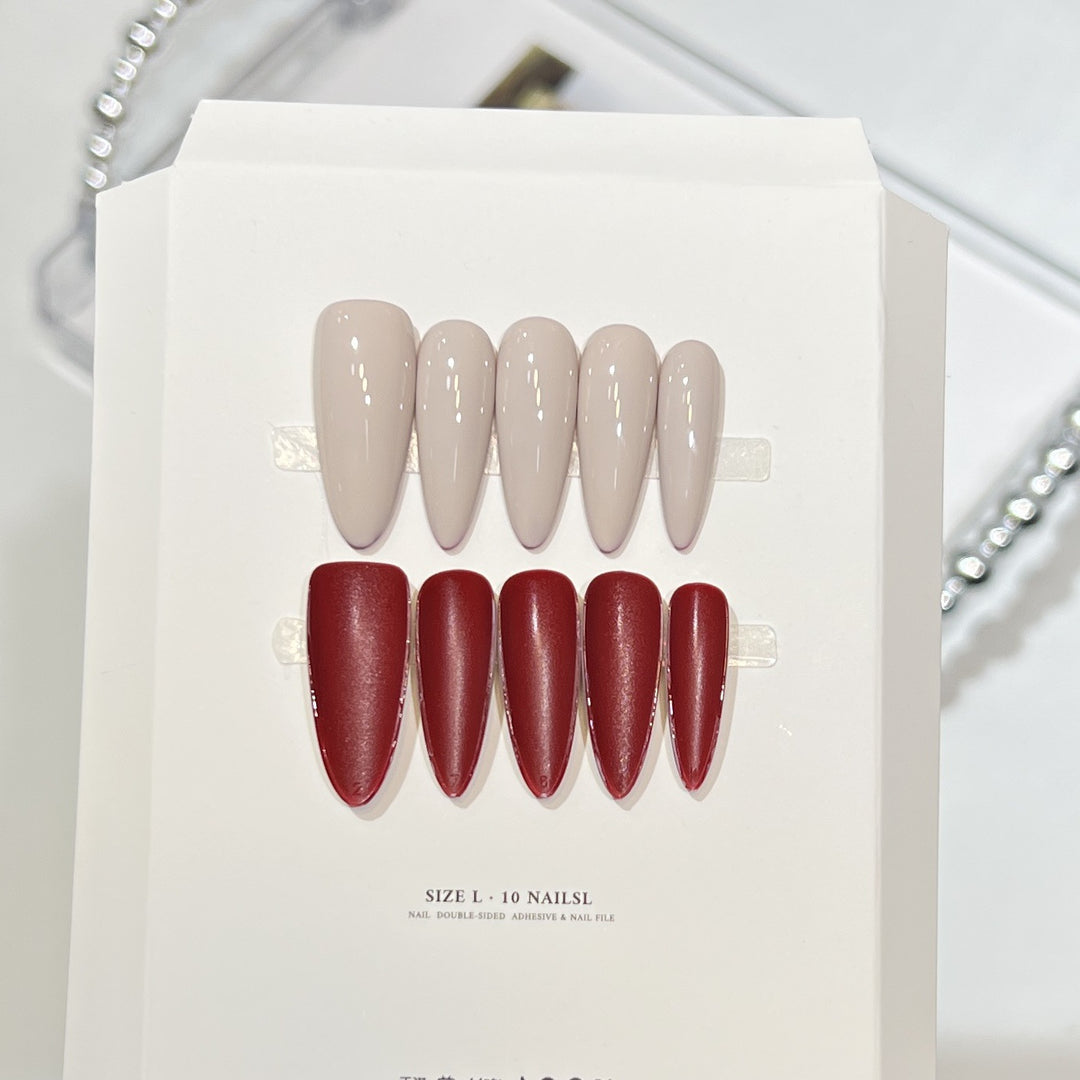 Stiletto Press-On Nail Art Set with Elegant French Tips Stornfield