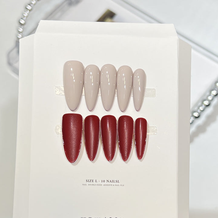 Stiletto Press-On Nail Art Set with Elegant French Tips Stornfield