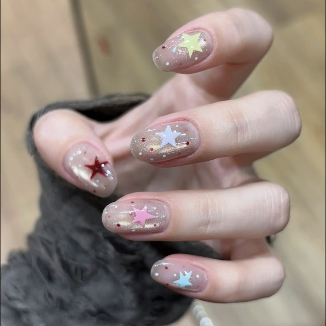 Artistic Star-Design Press-On Nail Set
