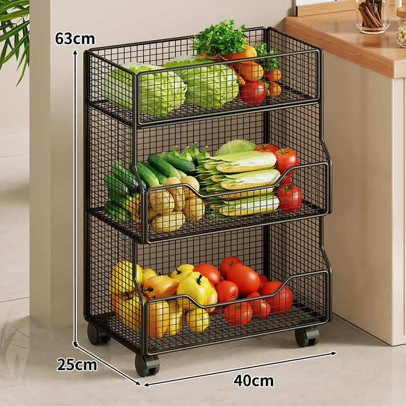 Two-Tier Wire Mesh Countertop Vegetable and Fruit Storage Rack