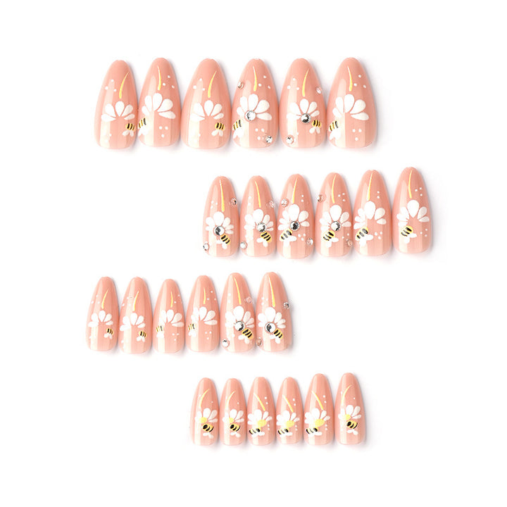 Decorative Floral and Bee Press-On Nail Art Set Stornfield