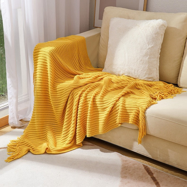Textured Tassel Throw Blanket