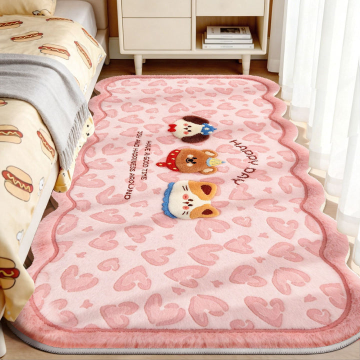 Plush Playful Bunny and Mushroom Area Rug
