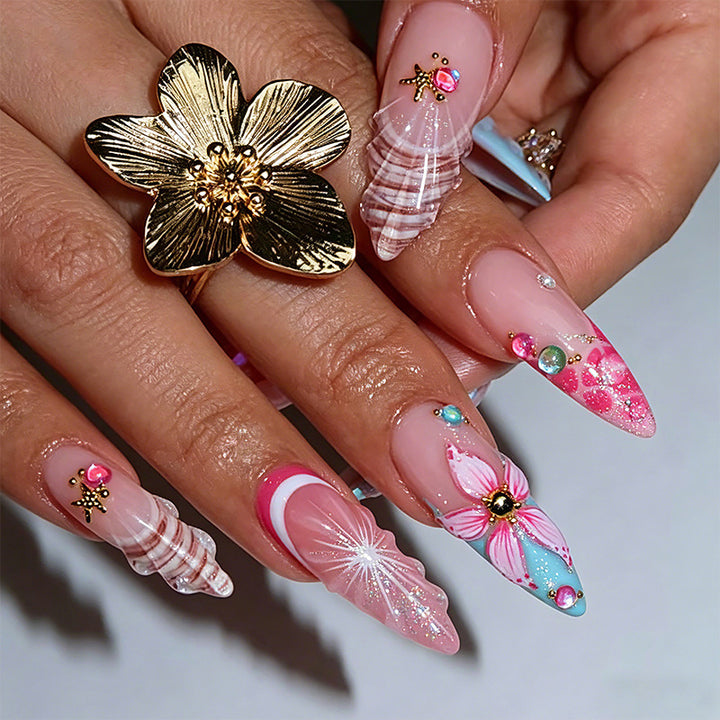 Artful nail set with floral accents Stornfield
