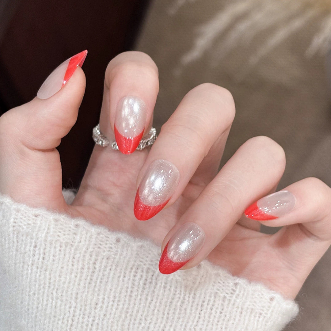 Glossy French Tip Press-On Nails