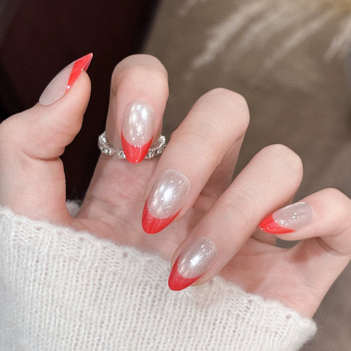 Glossy French Tip Press-On Nails