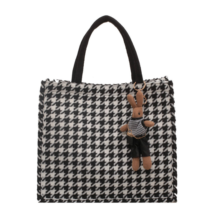 Houndstooth Pattern Handheld Tote Bag