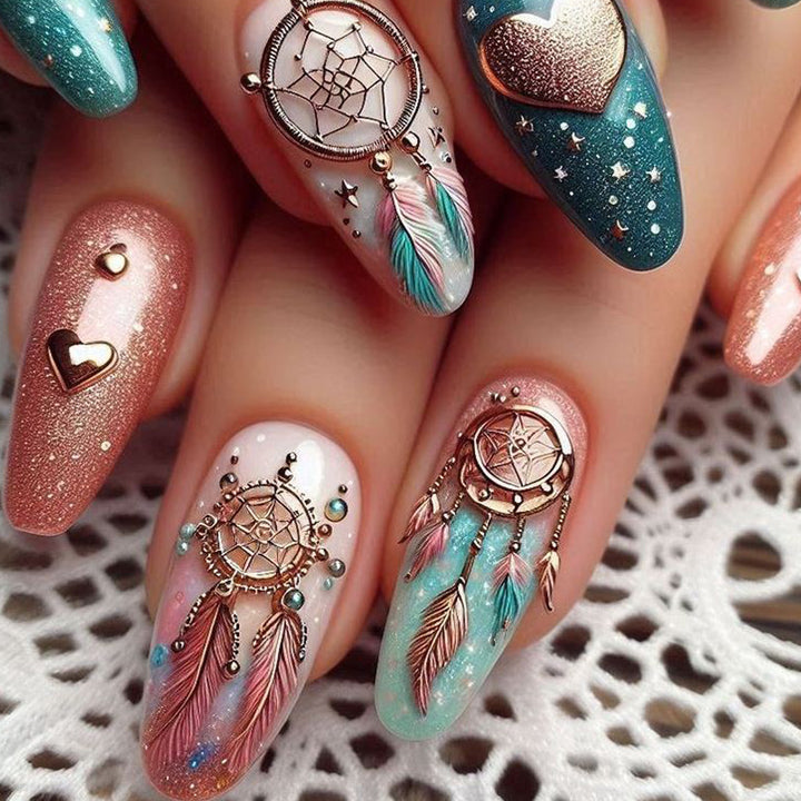 Artificial nails with intricate dreamcatcher design Stornfield