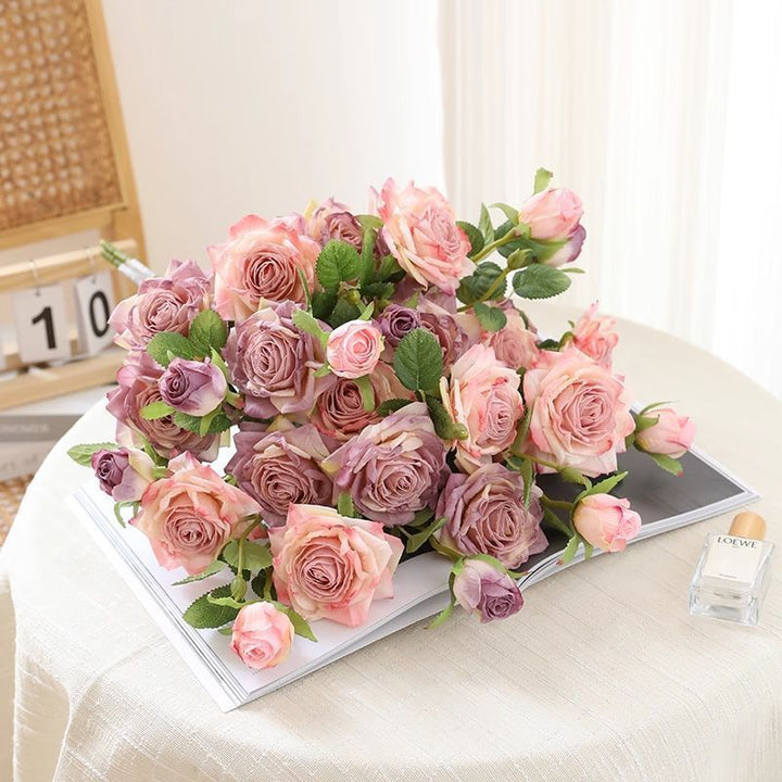 Realistic Multi-Rose Floral Bouquet