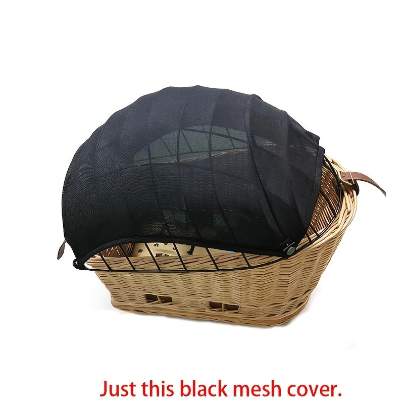 detachable breathable mesh canopy for front bicycle wicker basket with snap fasteners Stornfield