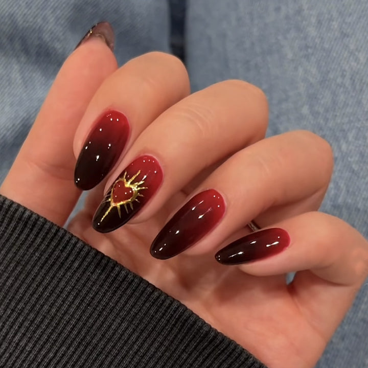 Artificial Nail Set with Glamorous Heart and Sun Motif Stornfield