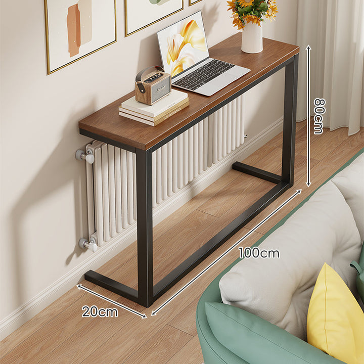 Slim Wooden-Top Metal Console Table for Sofa Back and Hallway