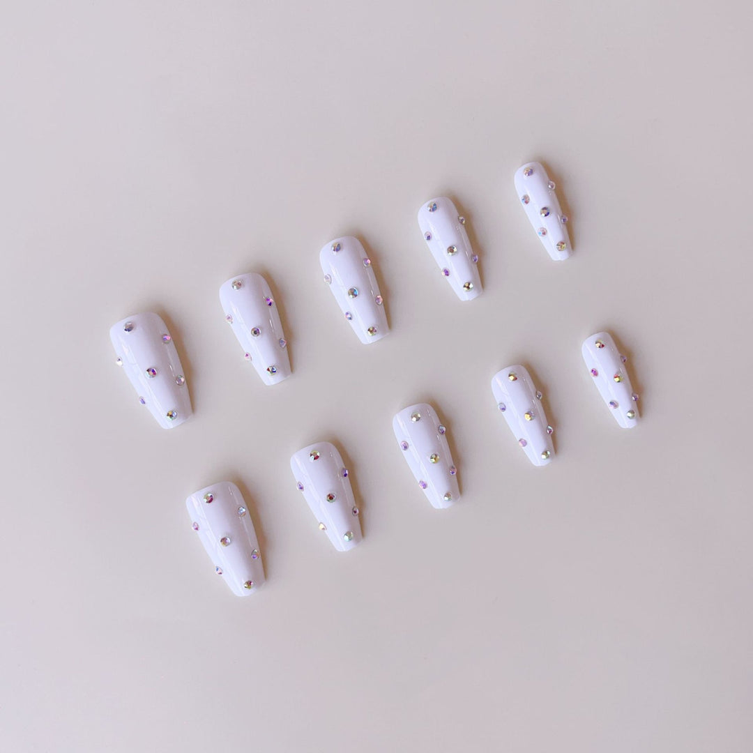 Acrylic nail set with elegant rhinestone decorations Stornfield