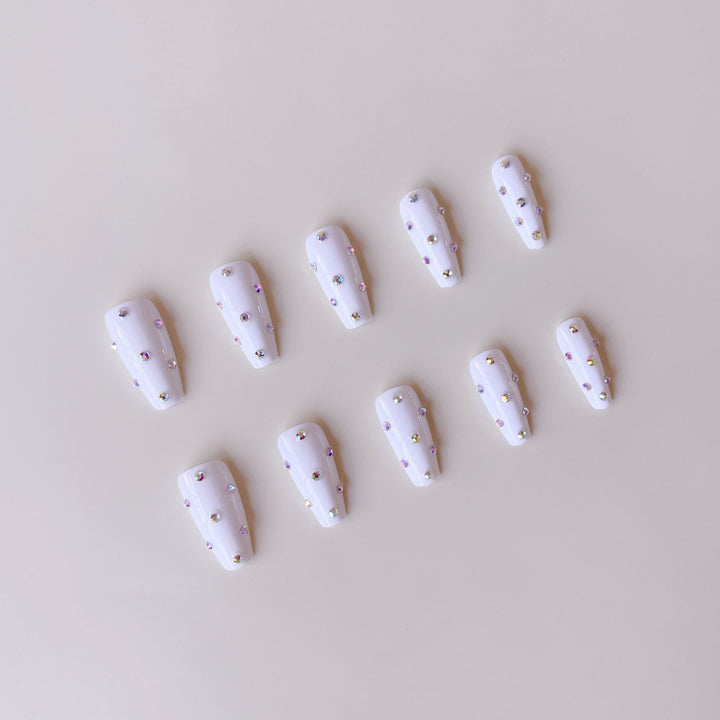 Acrylic nail set with elegant rhinestone decorations Stornfield