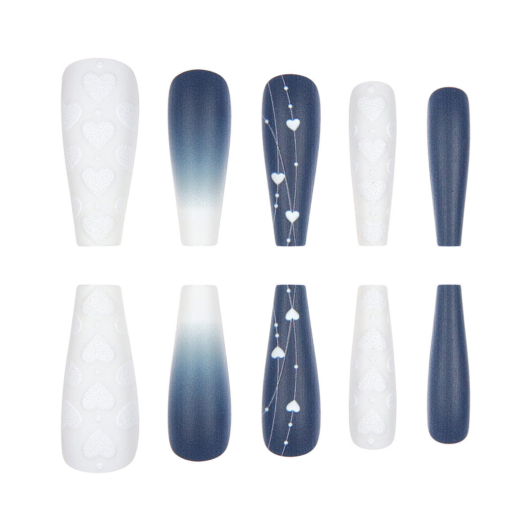 Elegant Heart-Designed Long Stiletto Press-On Nails Stornfield