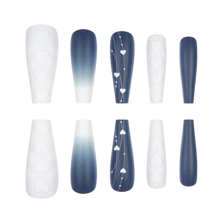 Elegant Heart-Designed Long Stiletto Press-On Nails Stornfield