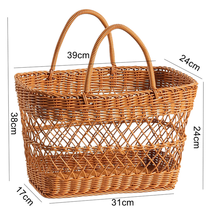 Unisex Handwoven Shopping Basket with Two Handles Stornfield