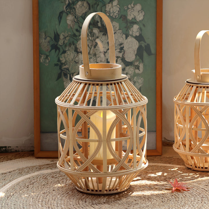 Handcrafted lantern made of rattan Stornfield