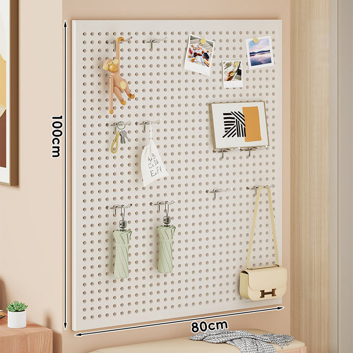 Wall-Mounted Perforated Pegboard Organizer Panel with Modular Hooks