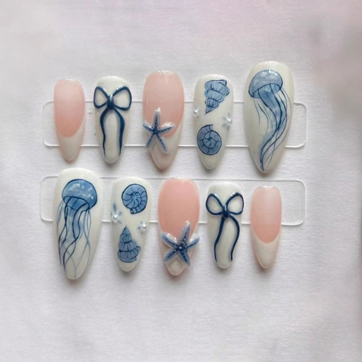 Artistic Jellyfish-Themed Press-On Nails Stornfield
