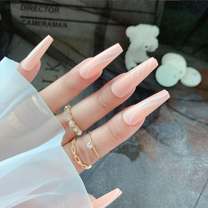 Stylish Long Press-On Nail Art