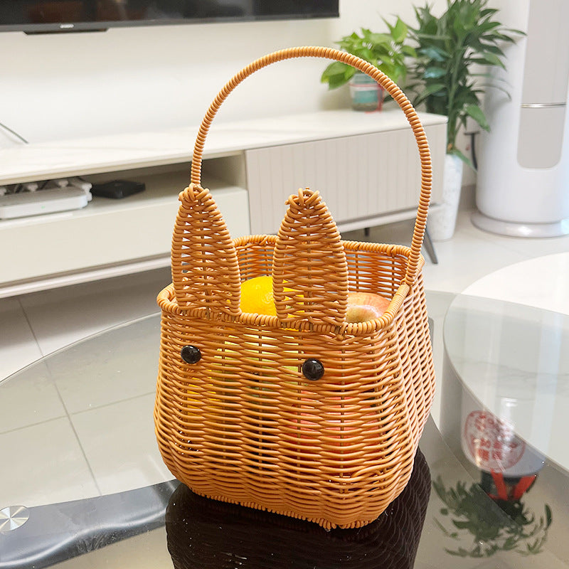 Bunny-Shaped Decorative Woven Storage Basket Stornfield