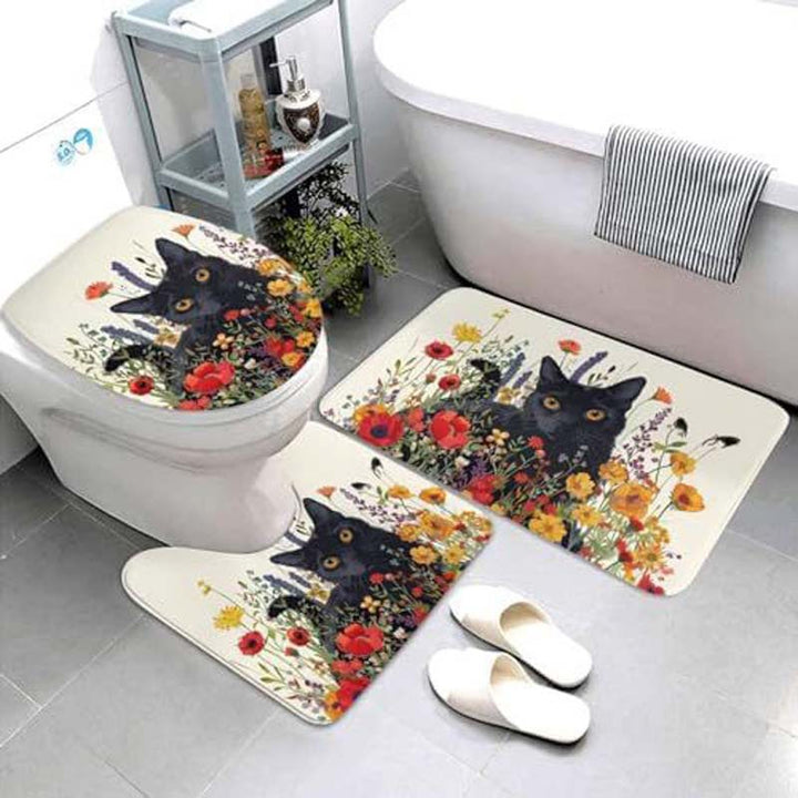 Geometric Pattern Bathroom Mat Set
