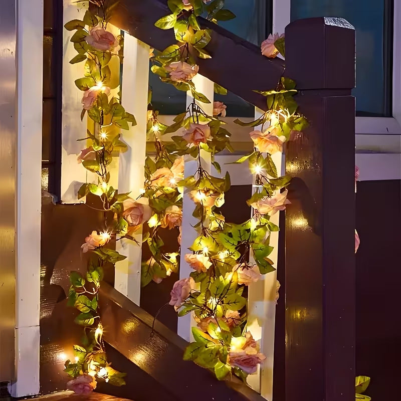 Artificial Rose Vine LED Fairy String Lights Waterproof Copper Wire Stornfield