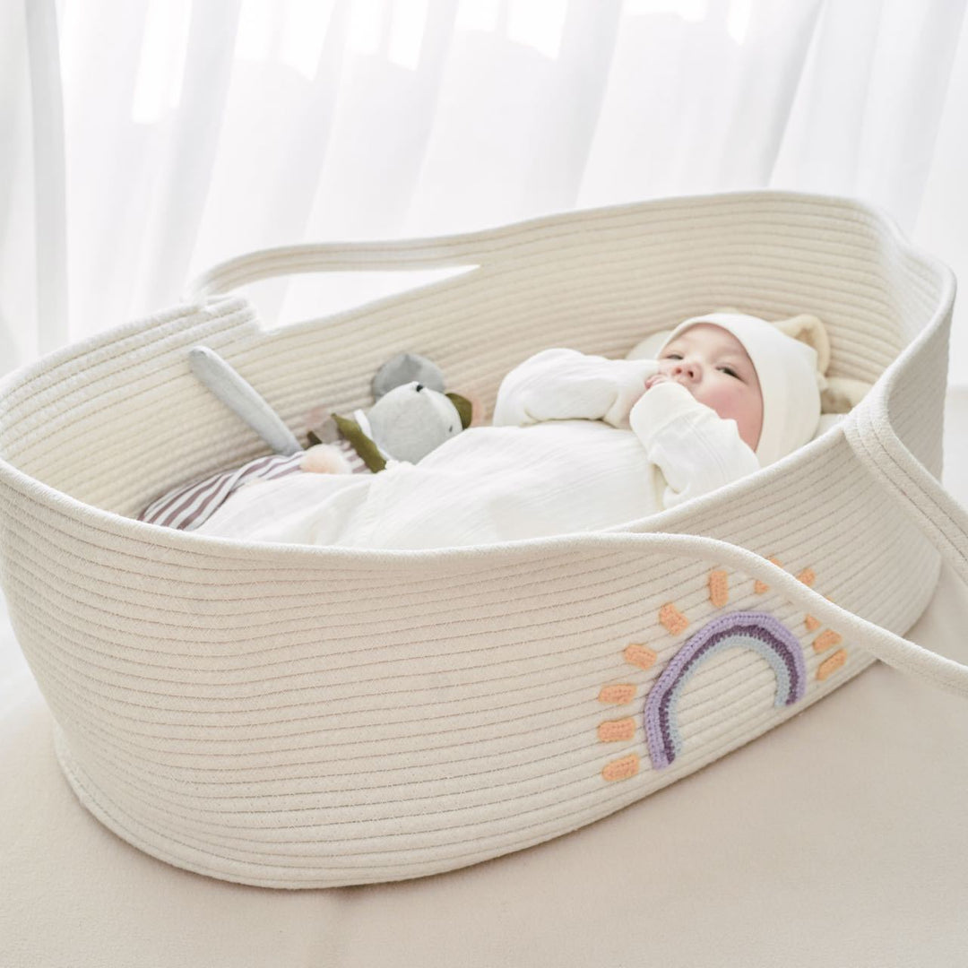 Portable Rope-Style Baby Moses Basket Bassinet with Handles