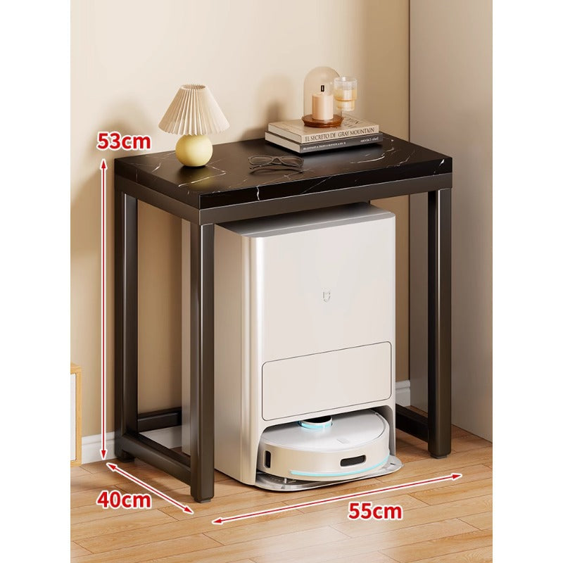 Marble Top Gold Metal Console Stand for Robot Vacuum Dock and Entryway Organizer