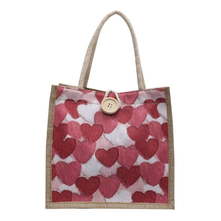 Heart-Patterned Casual Tote Bag