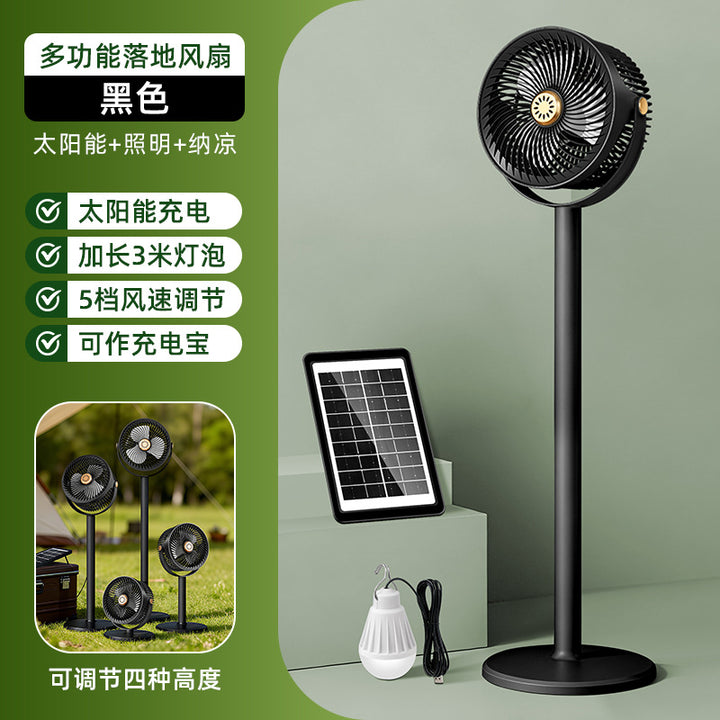 Unisex nan multifunctional solar-powered stand fan with LED light, multi-stage wind control, height adjustable and power bank function Stornfield