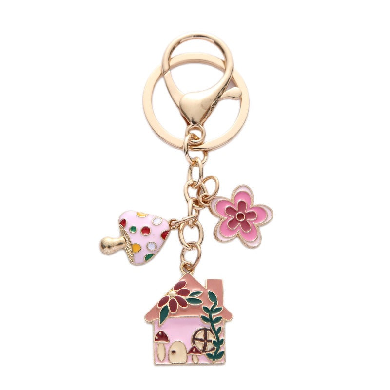 Keychain with Creative Flower and House Design Stornfield