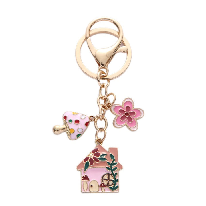 Keychain with Creative Flower and House Design Stornfield