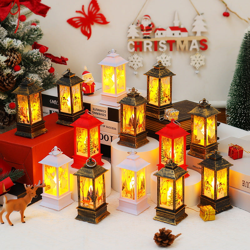 Nostalgic LED Christmas lantern with movable Santa motif Stornfield