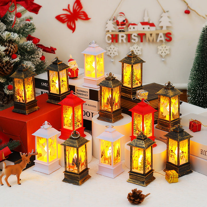 Nostalgic LED Christmas lantern with movable Santa motif Stornfield