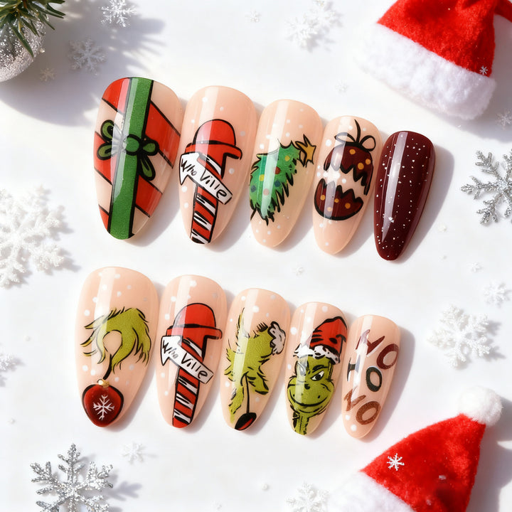 Holiday-Themed Artistic Press-On Nail Art Set